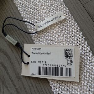 Suitsupply Silk Knitted Tie In White Italian Silk